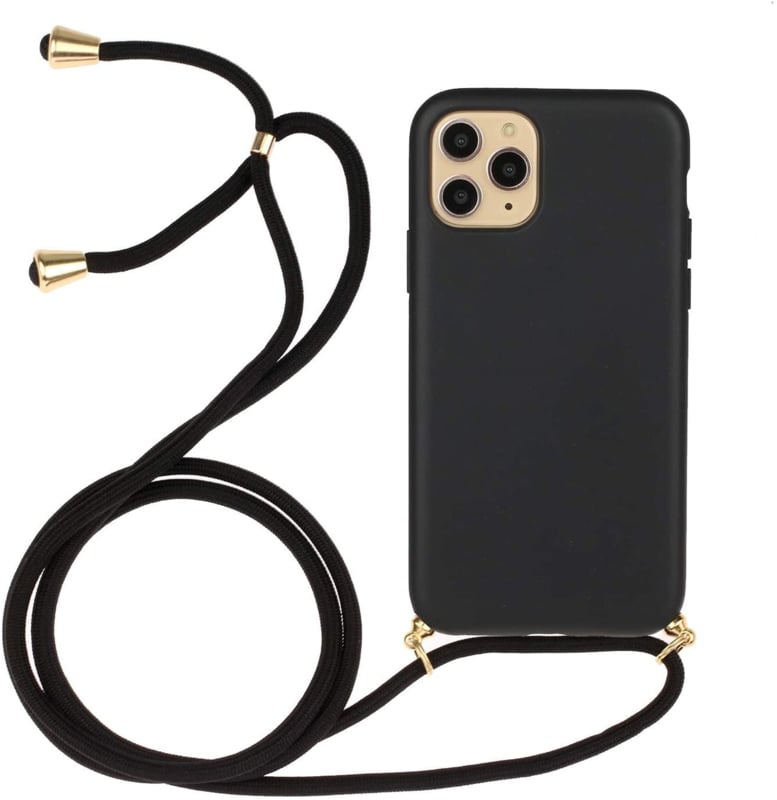 iPhone 13 Pro Crossbody TPU Hoesje met Koord Zwart