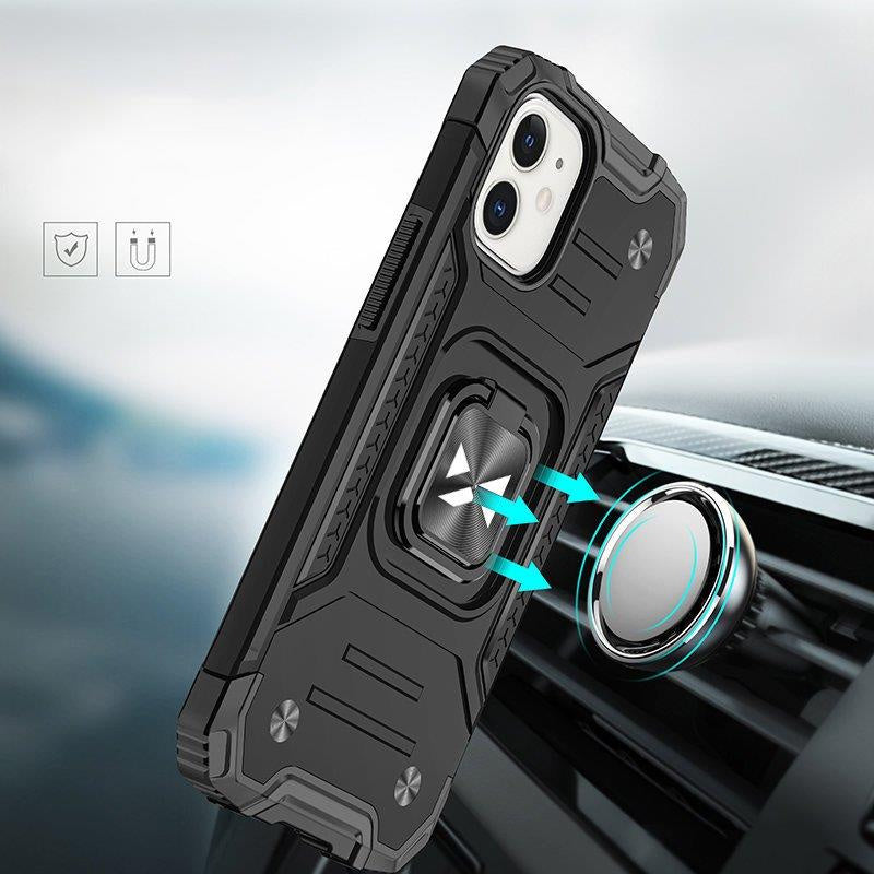 iPhone 14 / 16e Ring Armor Case met Magneet Zwart