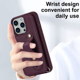 iPhone 16 Pro Max Hoesje met Pasjeshouder en Draagkoord Bordeaux Rood