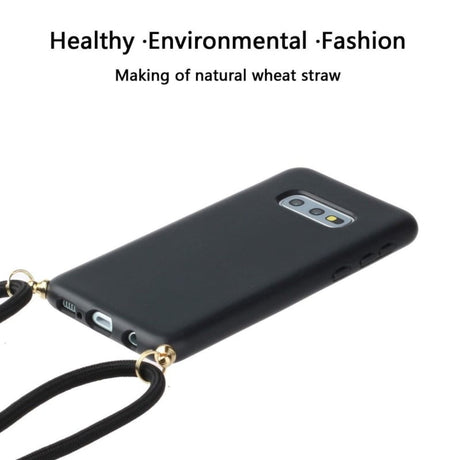 Galaxy S10E Crossbody TPU Hoesje met Koord Zwart