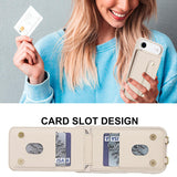 iPhone 17 Air Hoesje met Pasjeshouder en Draagkoord Beige/Wit