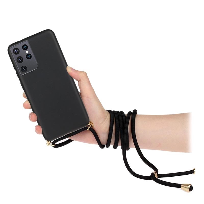 Galaxy S24 Ultra Crossbody TPU Hoesje met Koord Zwart