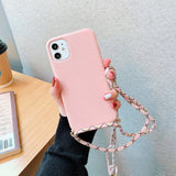 iPhone 14 / 16e Crossbody TPU Hoesje met Koord Roze