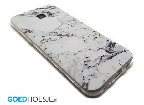 Galaxy S7 Edge Soft TPU Hoesje Marmer Design Zwart & Wit