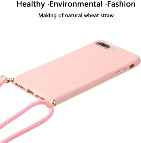 iPhone 7 Plus / 8 Plus Crossbody TPU Hoesje met Koord Roze