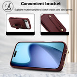 iPhone 17 Air Hoesje met Pasjeshouder en Draagkoord Bordeaux Rood