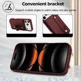 iPhone 17 Pro Hoesje met Pasjeshouder en Draagkoord Bordeaux Rood