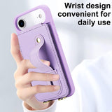 iPhone 17 Air Hoesje met Pasjeshouder en Draagkoord Paars