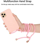 iPhone 15 Pro Crossbody TPU Hoesje met Koord Roze