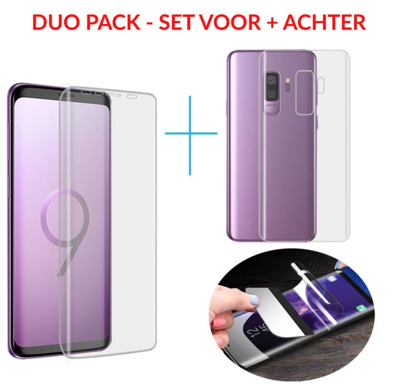 SET 2 STUKS Galaxy S9 Plus Premium 3D Folie Screen + Back Protector