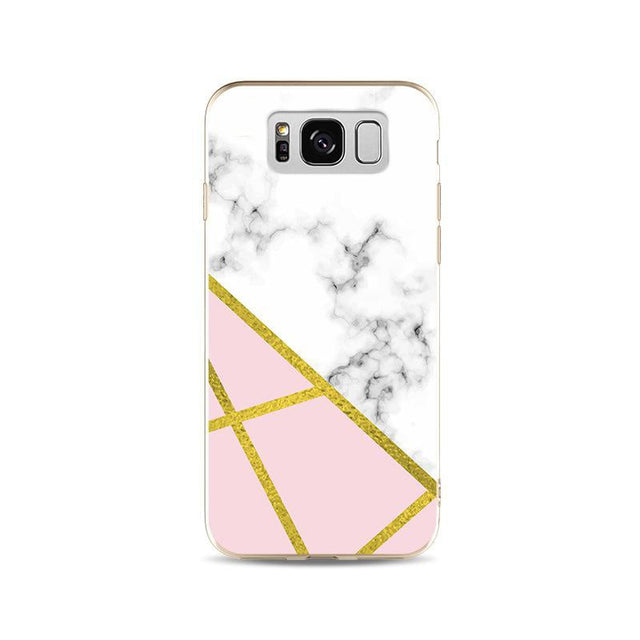Galaxy S8 Plus Geometrisch TPU Hoesje Marmer Wit / Roze / Goud