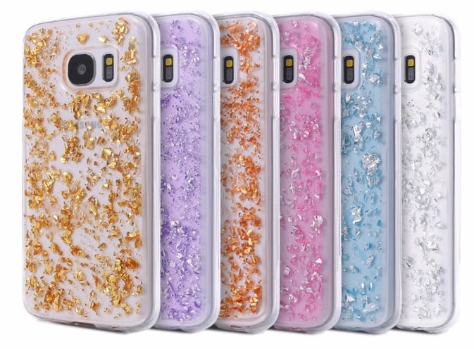 Galaxy S6 Edge Plus TPU Bling Glitterhoesje Blad - Look