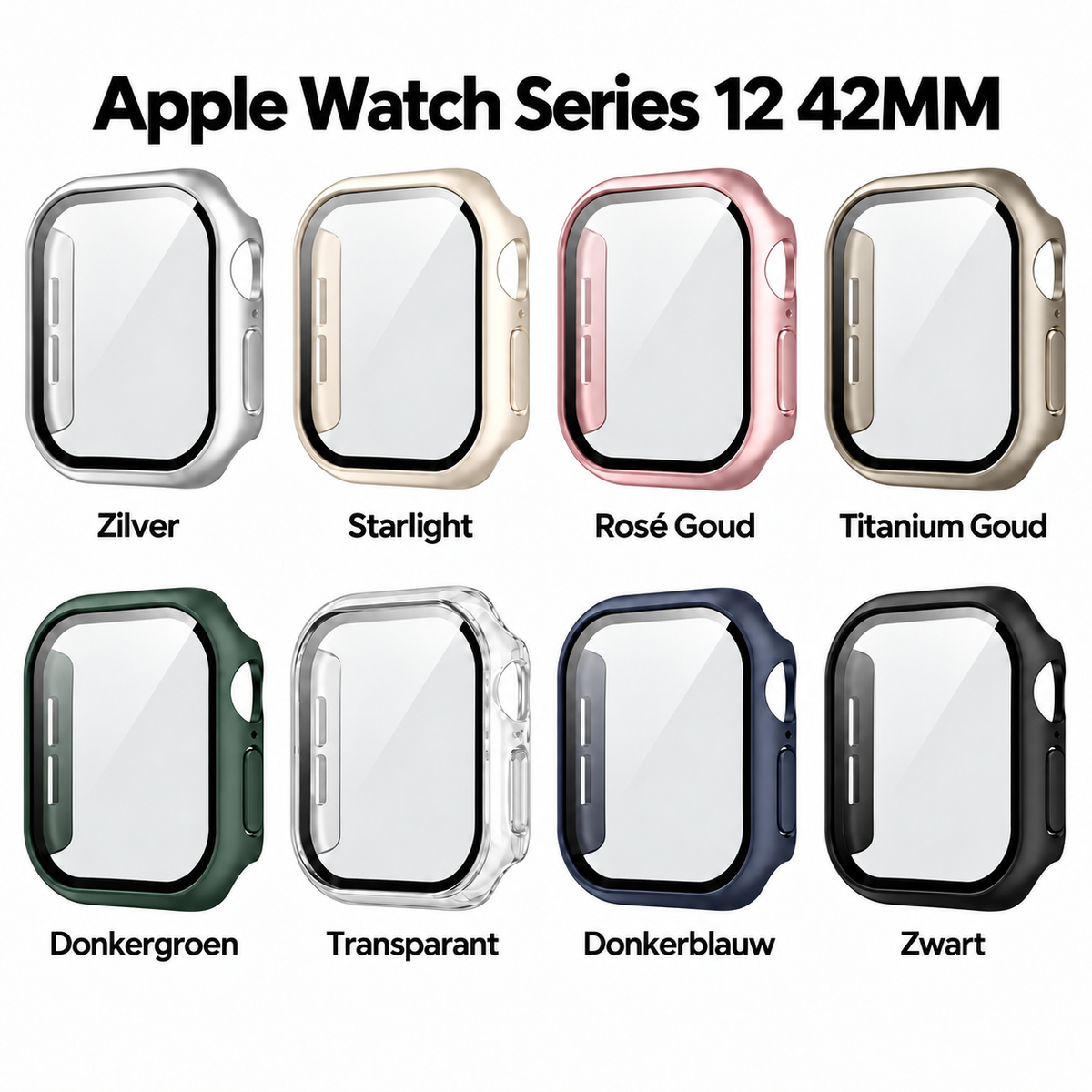 Apple Watch Series 12 42MM Hard PC + Tempered Glass Hoesje