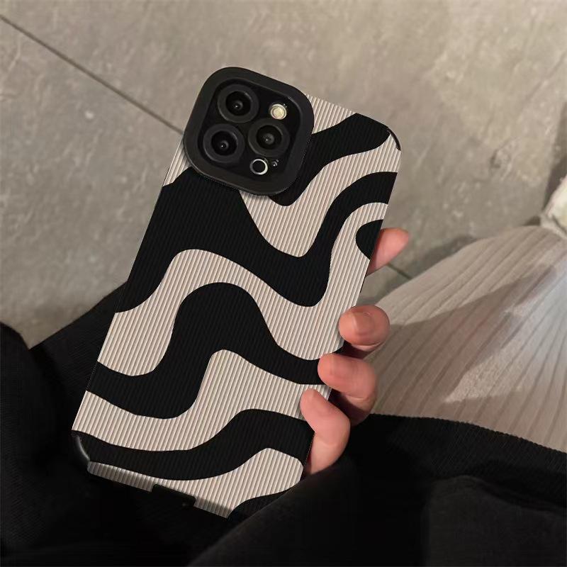 iPhone 16 Pro Max TPU Hoesje Zebra Patroon Beige/Zwart