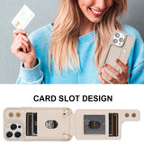 iPhone 16 Pro Hoesje met Pasjeshouder en Draagkoord Beige/Wit