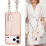 iPhone 17 Pro Max Hoesje met Pasjeshouder en Draagkoord Rosé Goud