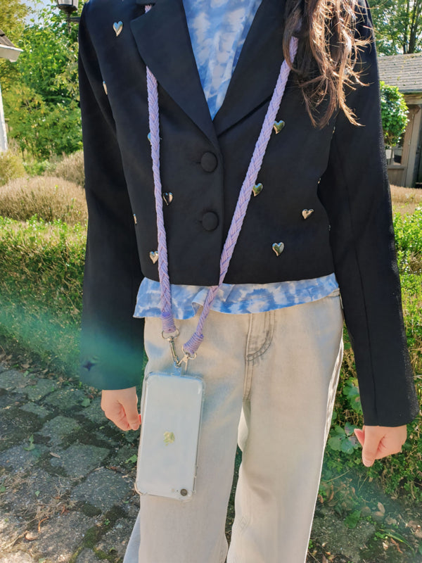 Universeel Lila Paars Telefoonkoord Gevlochten Stof