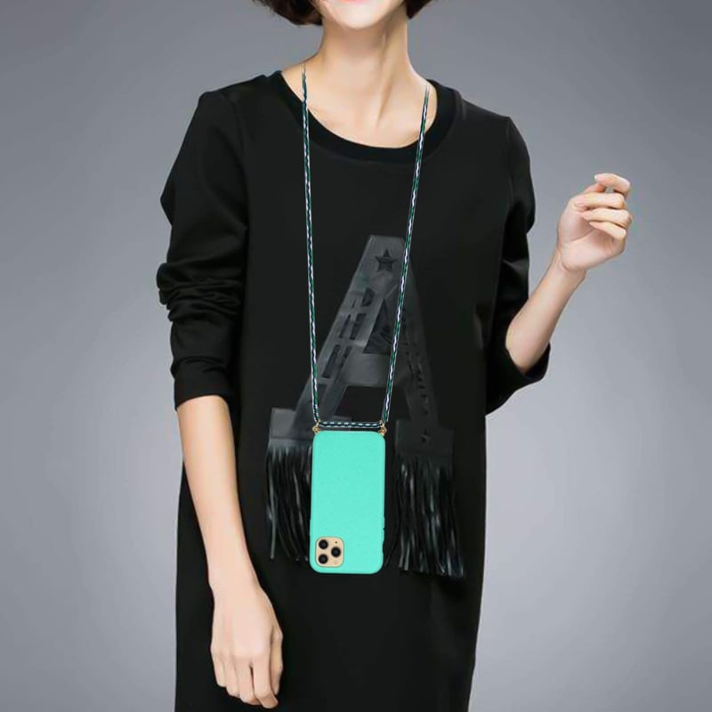 iPhone 14 Pro Crossbody TPU Hoesje met Koord Mint