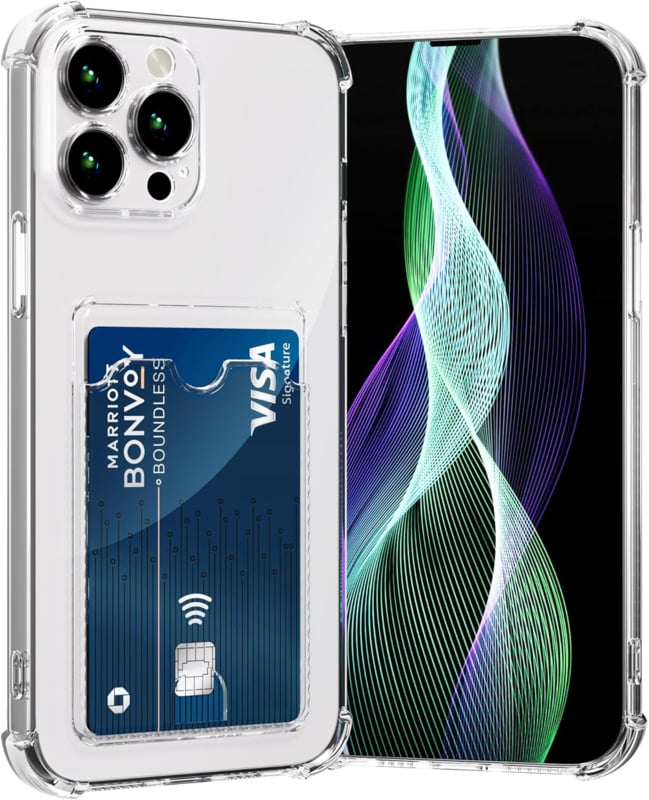 iPhone 16 Pro Max Transparant TPU Hoesje Met Card Slot - Pasjesvakje