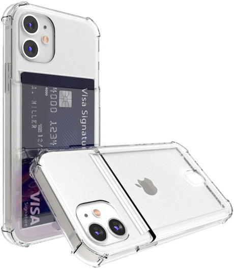 iPhone 14 / 16e Transparant TPU Hoesje Met Card Slot - Pasjesvakje