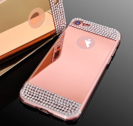 iPhone 7 / 8 / SE 2020-2022 Bling Spiegel Hoesje Met Strass-Steentjes