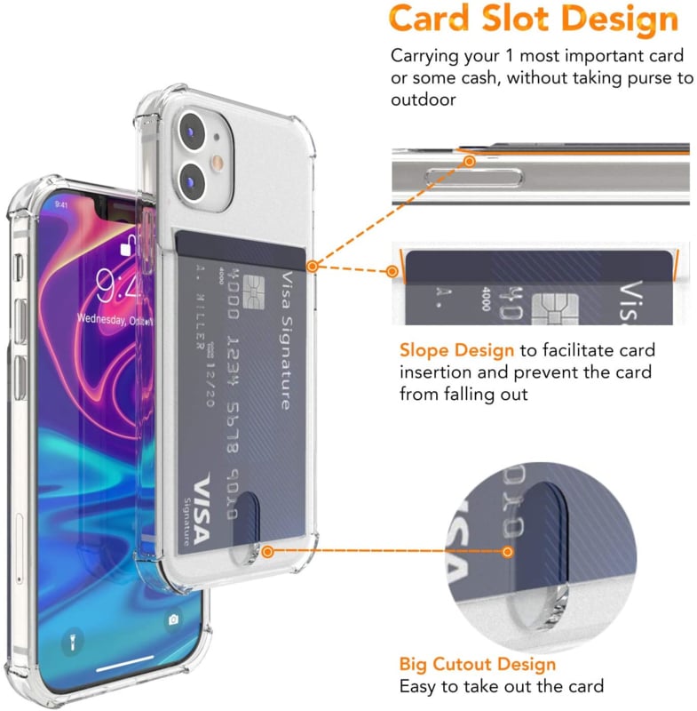 iPhone 13 Transparant TPU Hoesje Met Card Slot - Pasjesvakje
