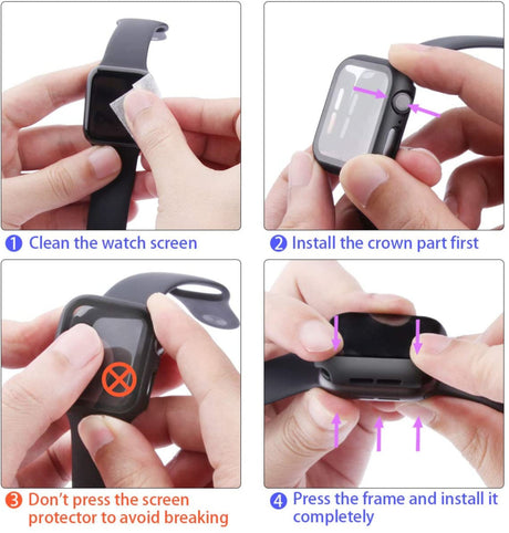 Apple Watch 4/5/6/SE 40MM Hard PC + Tempered Glass Hoesje