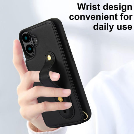 iPhone 17 Hoesje met Pasjeshouder en Draagkoord Zwart