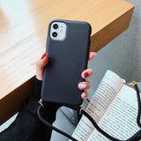iPhone 15 Crossbody TPU Hoesje met Koord Zwart