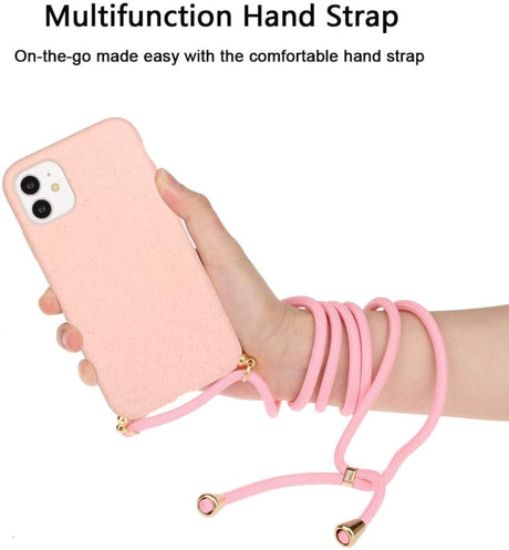 iPhone 13 Crossbody TPU Hoesje met Koord Roze