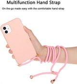 iPhone 15 Crossbody TPU Hoesje met Koord Roze