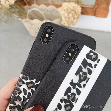 iPhone 6 Plus / 6S+ Soft TPU Hoesje Half Luipaard Print Structuur