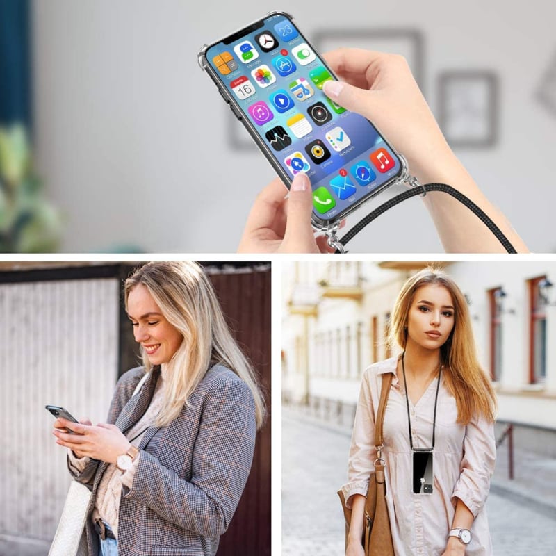 iPhone 13 Crossbody Transparant TPU Hoesje met Koord