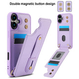 iPhone 17 Hoesje met Pasjeshouder en Draagkoord Paars