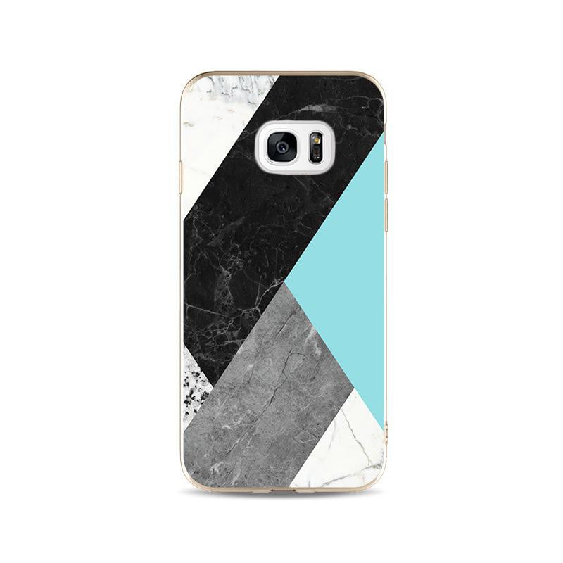 Galaxy S7 Edge Geometrisch TPU Hoesje Marmer Zwart / Groen