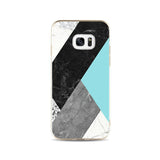 Galaxy S7 Edge Geometrisch TPU Hoesje Marmer Zwart / Groen