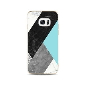 Galaxy S7 Edge Geometrisch TPU Hoesje Marmer Zwart / Groen