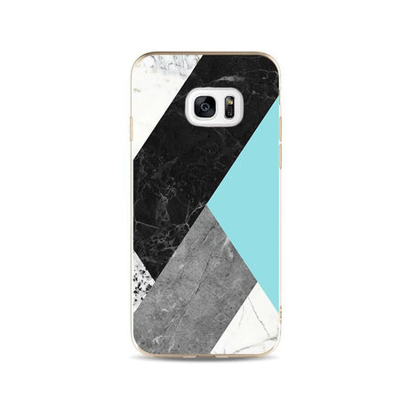 Galaxy S7 Edge Geometrisch TPU Hoesje Marmer Zwart / Groen