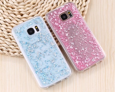 Galaxy S7 TPU Bling Glitterhoesje Blad - Look