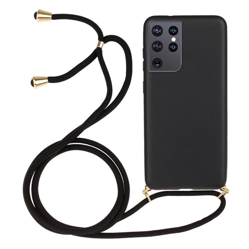 Galaxy S24 Ultra Crossbody TPU Hoesje met Koord Zwart