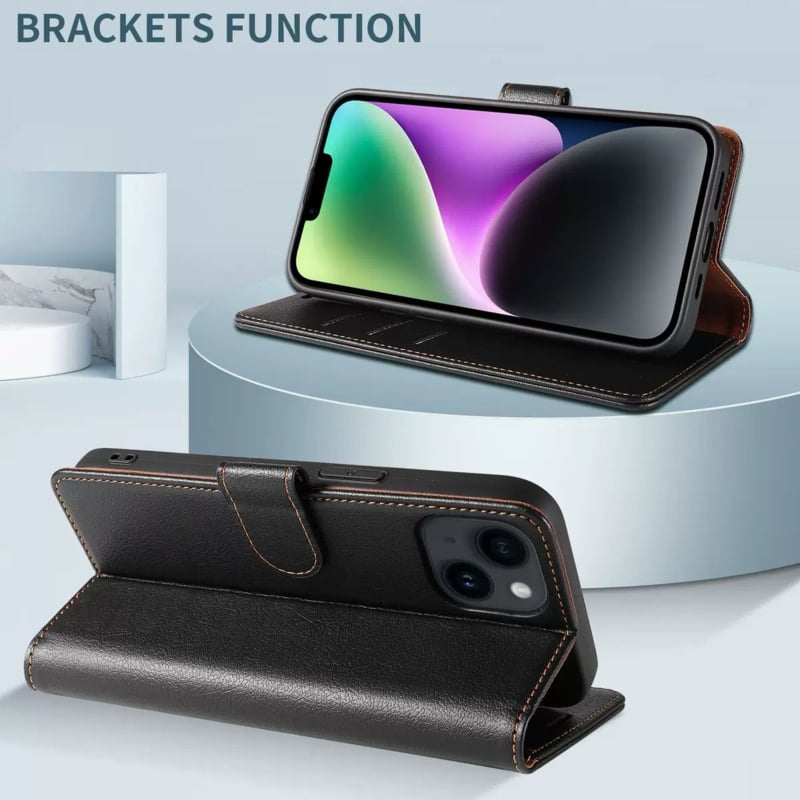 iPhone 16e Luxe Leren Bookcase - Portemonnee Hoesje