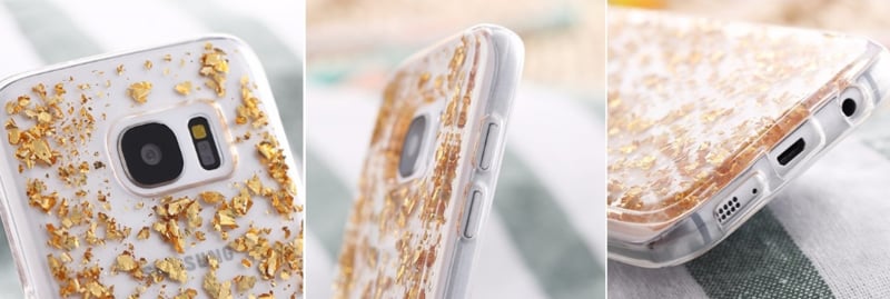 Galaxy S7 TPU Bling Glitterhoesje Blad - Look