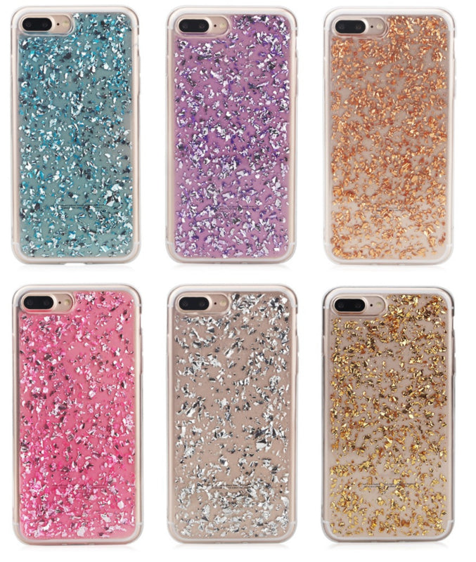 iPhone 7 Plus / 8 Plus TPU Bling Glitterhoesje Blad - Look