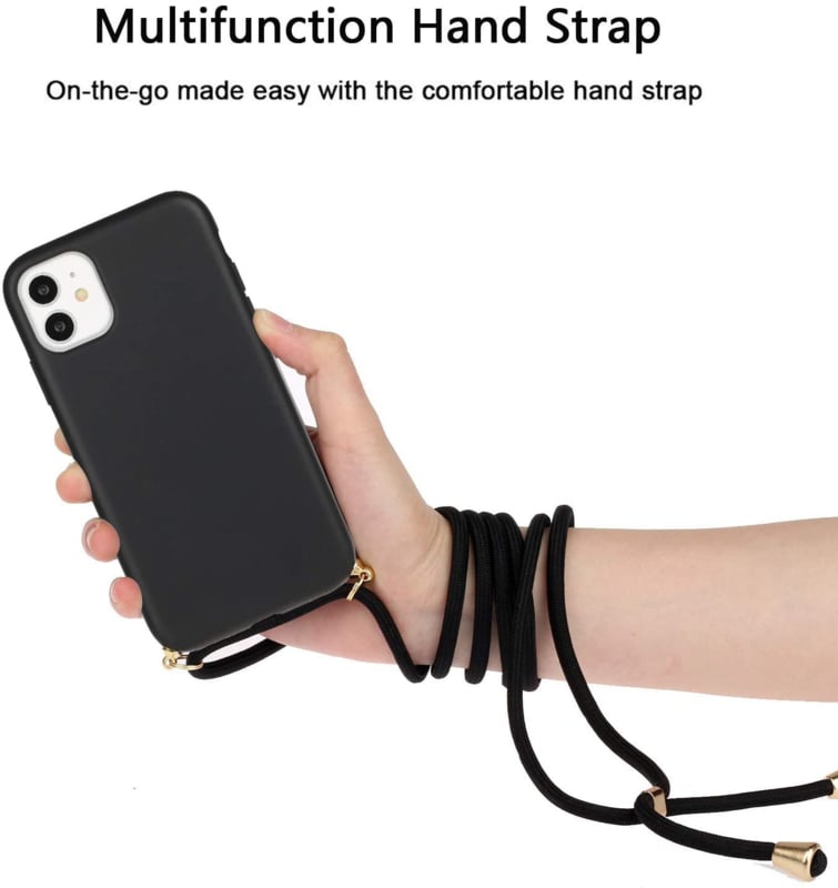 iPhone 15 Plus Crossbody TPU Hoesje met Koord Zwart