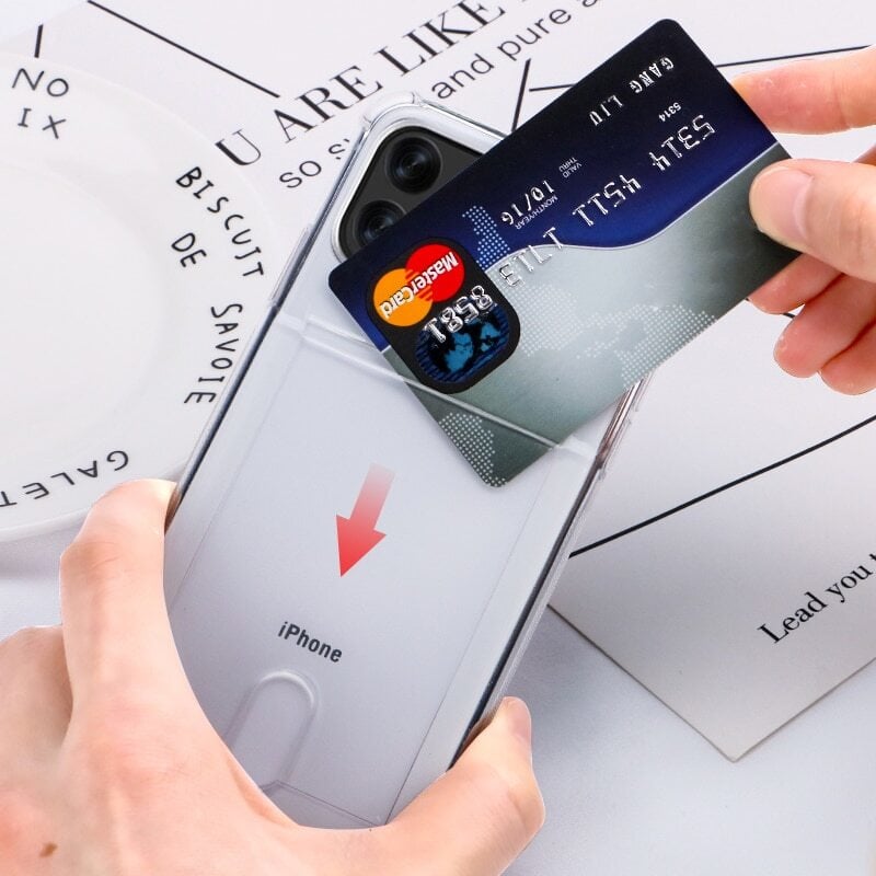 iPhone 15 Pro Max Transparant TPU Hoesje Met Card Slot - Pasjesvakje