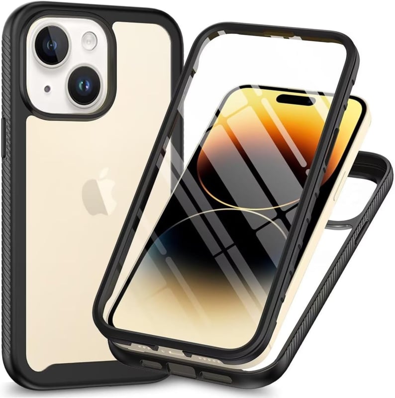 iPhone 14 / 16e 360° Full Protect Hoesje met Screenprotector Zwart