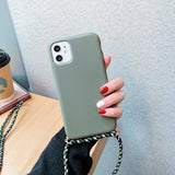 iPhone 16 Plus Crossbody TPU Hoesje met Koord Groen