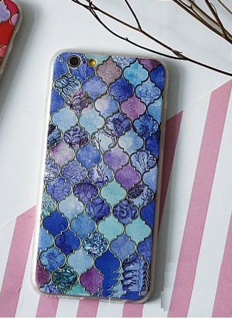 iPhone 6 / 6S 3D Reliëf Hoesje Donkergekleurde Ruiten