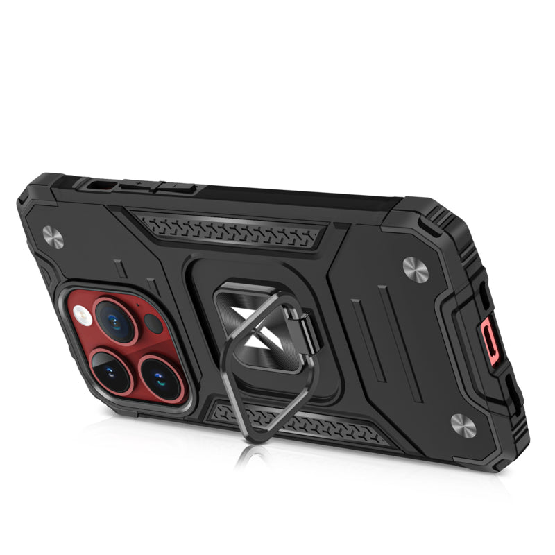 iPhone 15 Pro Max Ring Armor Case met Magneet Zwart