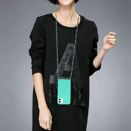 iPhone 13 Crossbody TPU Hoesje met Koord Mint